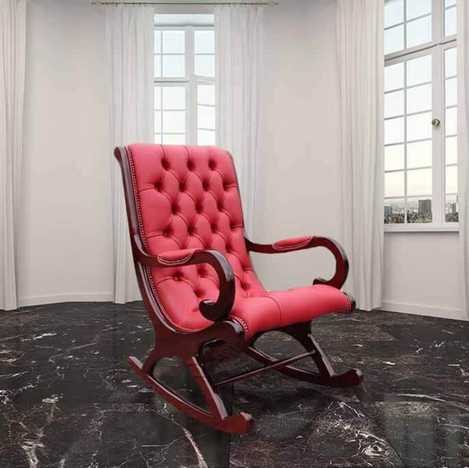 Chesterfield York Slipper Rocking Chair Red Leather