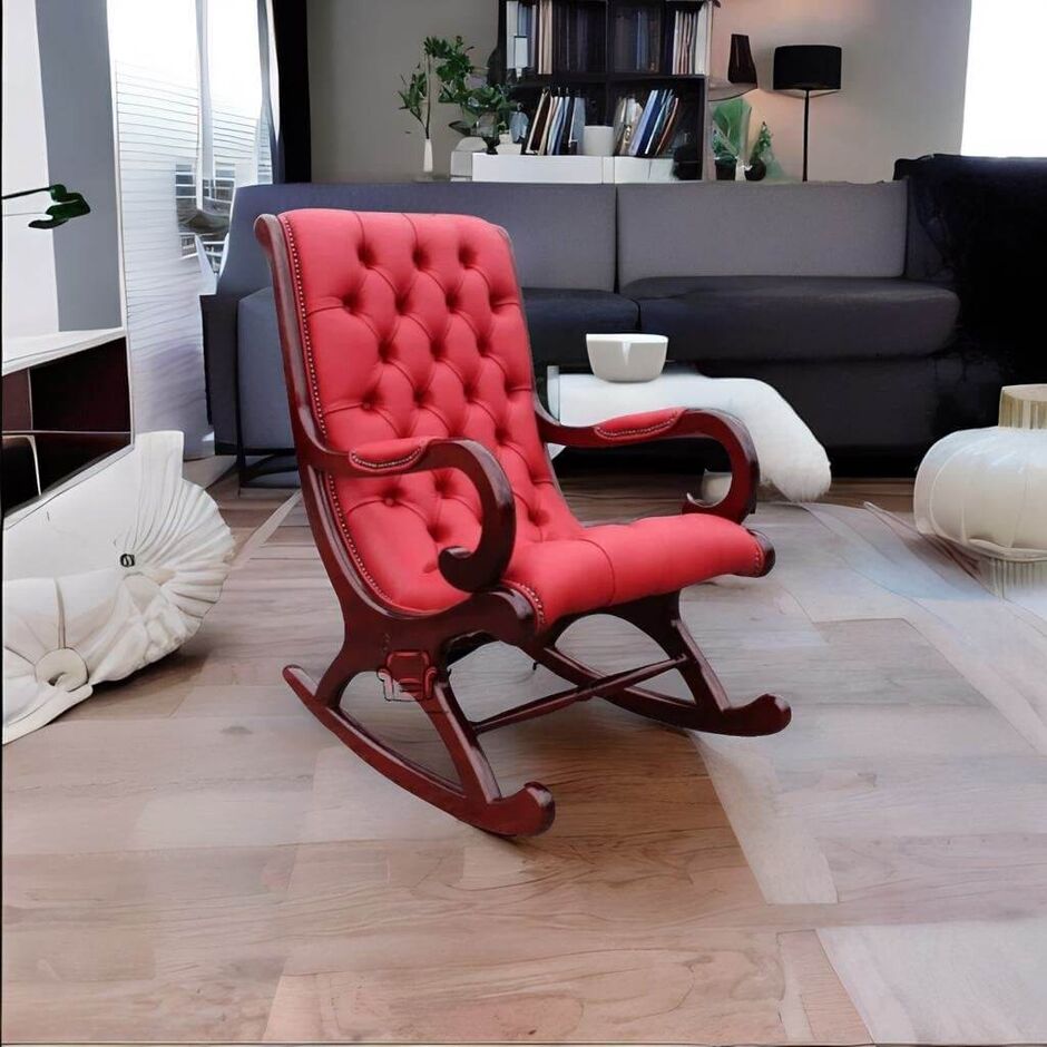 Chesterfield York Slipper Rocking Chair Red Leather