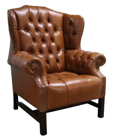 Old English Bruciato Leather Chesterfield Churchill High Back Wing Chair | DesignerSofas4U