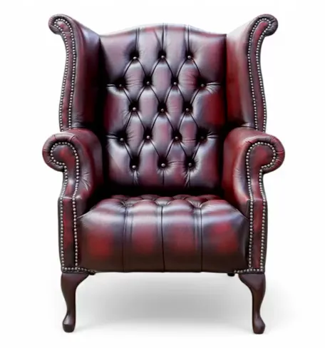 Chesterfield Queen Anne high back Wing chair buttoned seat | DesignerSofas4U