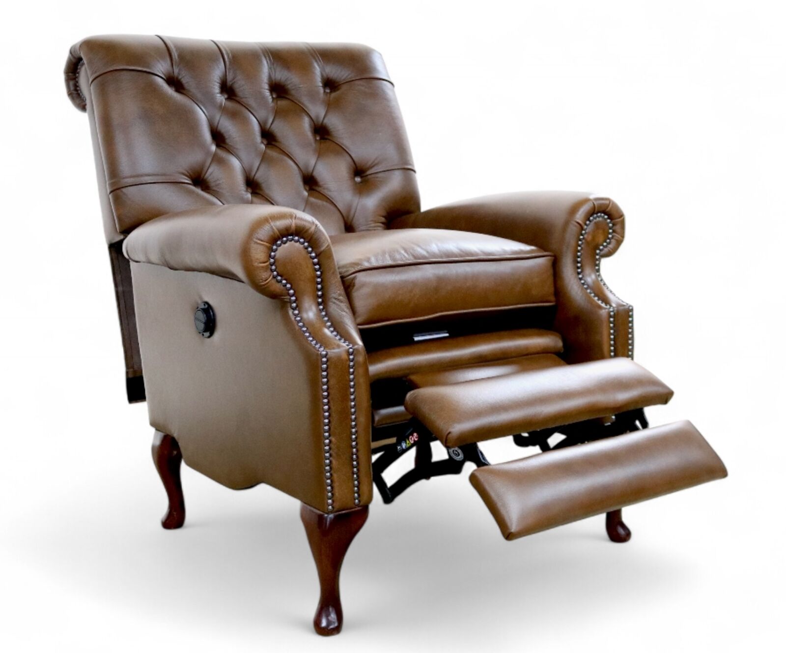 Parliament Reclining Chesterfield High Back Armchair Antique Tan Leather