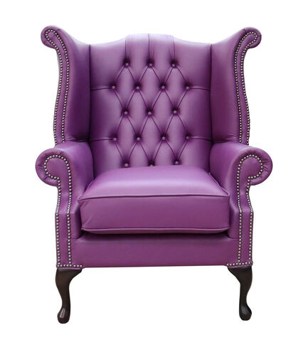 Quality Purple Chesterfield Queen Anne Wing chair | DesignerSofas4U
