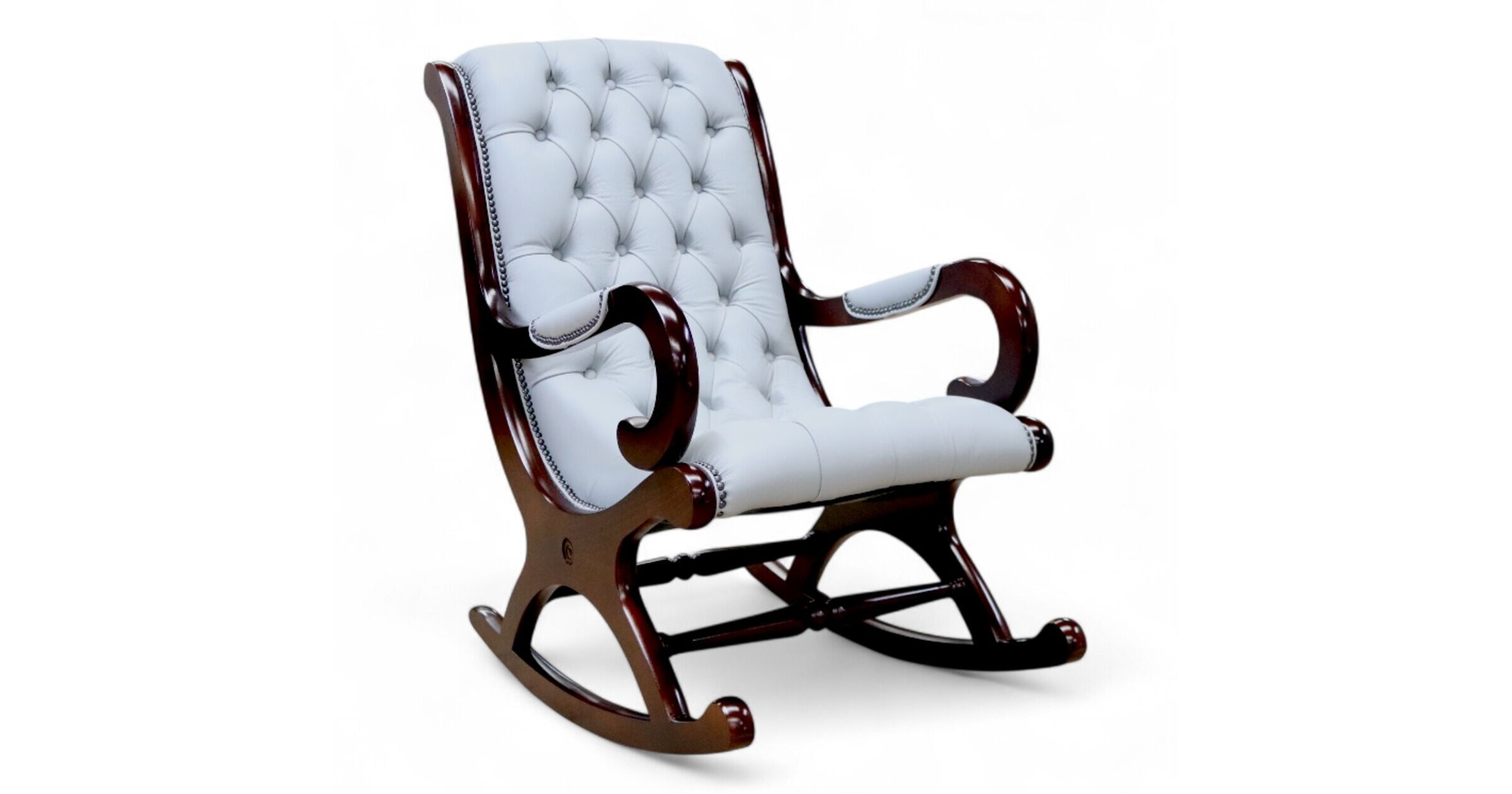 Vintage Elegance York Slipper Rocking Chair Silver Grey Leather ...