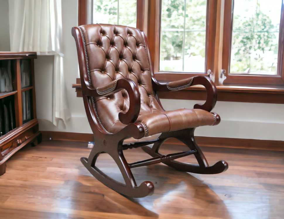 Antique Whiskey Chesterfield York Slipper Rocking chair | DesignerSofas4U