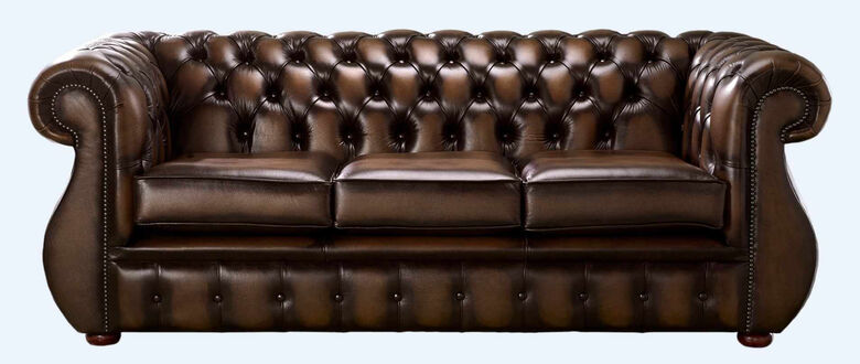Chesterfield Kimberley 3 Seater Sofa Antique Brown Real Leather