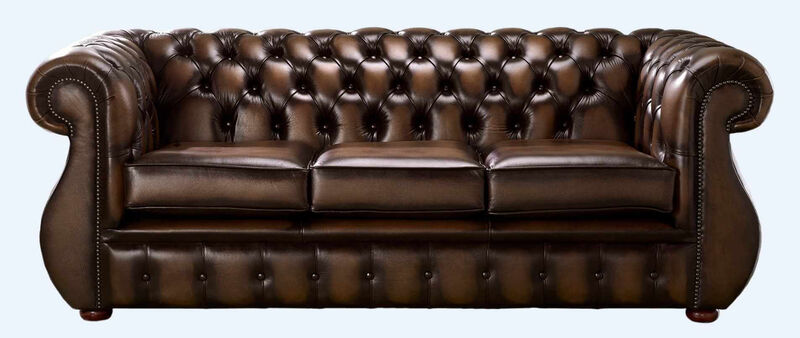 Product photograph of Chesterfield Kimberley 3 Seater Sofa Antique Brown Real Leather from Designer Sofas 4U