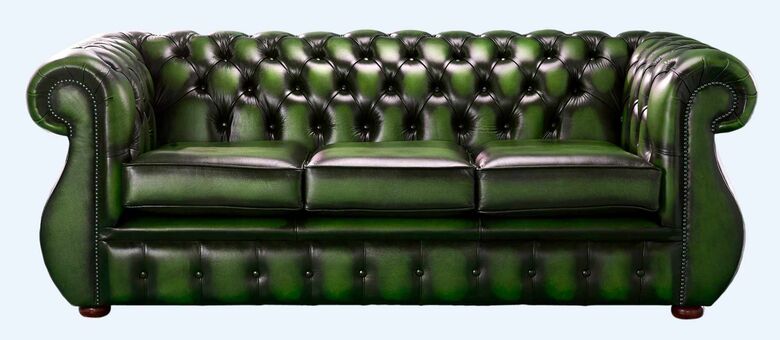 Chesterfield Kimberley Antique Green Leather 3 Seater Sofa Offer