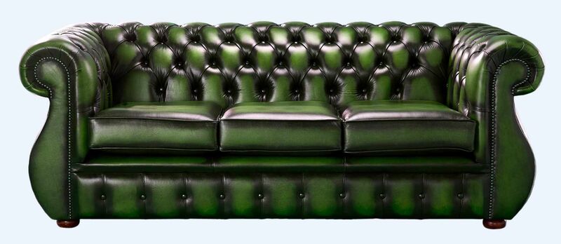 Product photograph of Chesterfield Kimberley Antique Green Leather 3 Seater Sofa Offer from Designer Sofas 4U