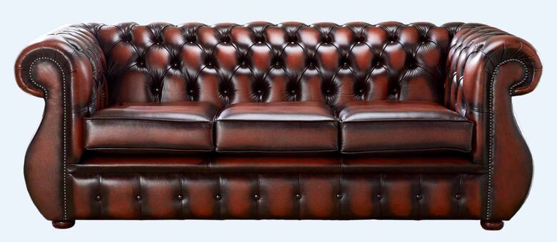 Chesterfield Kimberley Antique Light Rust Leather 3 Seater Sofa Offer
