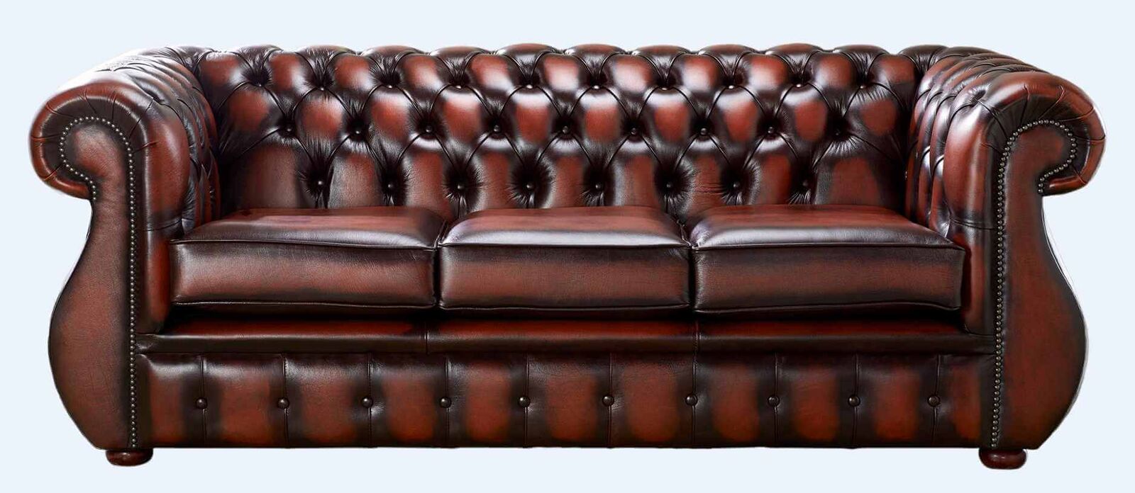 Product photograph of Chesterfield Kimberley Antique Light Rust Leather 3 Seater Sofa Offer from Designer Sofas 4U