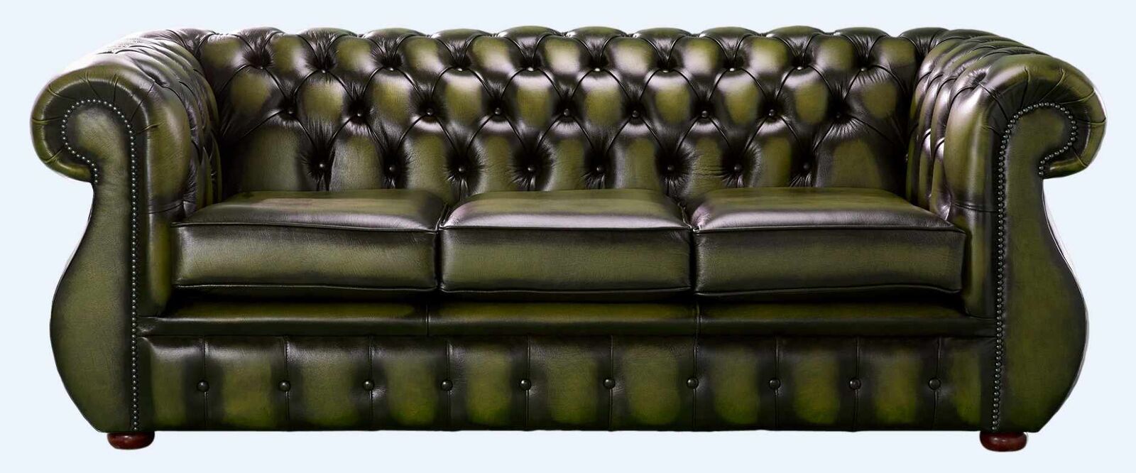 Product photograph of Chesterfield Kimberley Antique Olive Green Leather 3 Seater Amp Hellip from Designer Sofas 4U