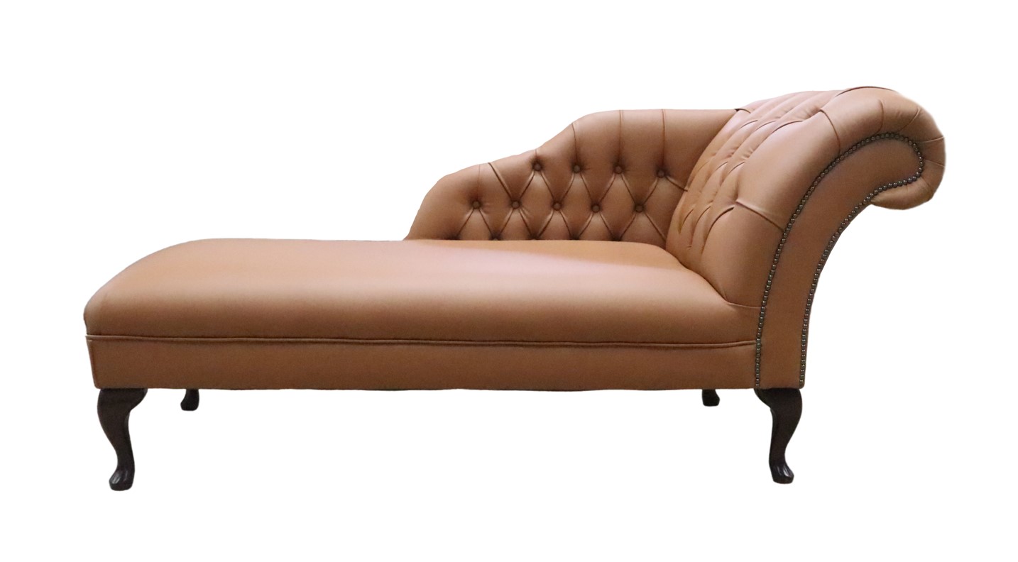 Saddle Chesterfield Leather Chaise Lounge Day Bed DesignerSofas4U