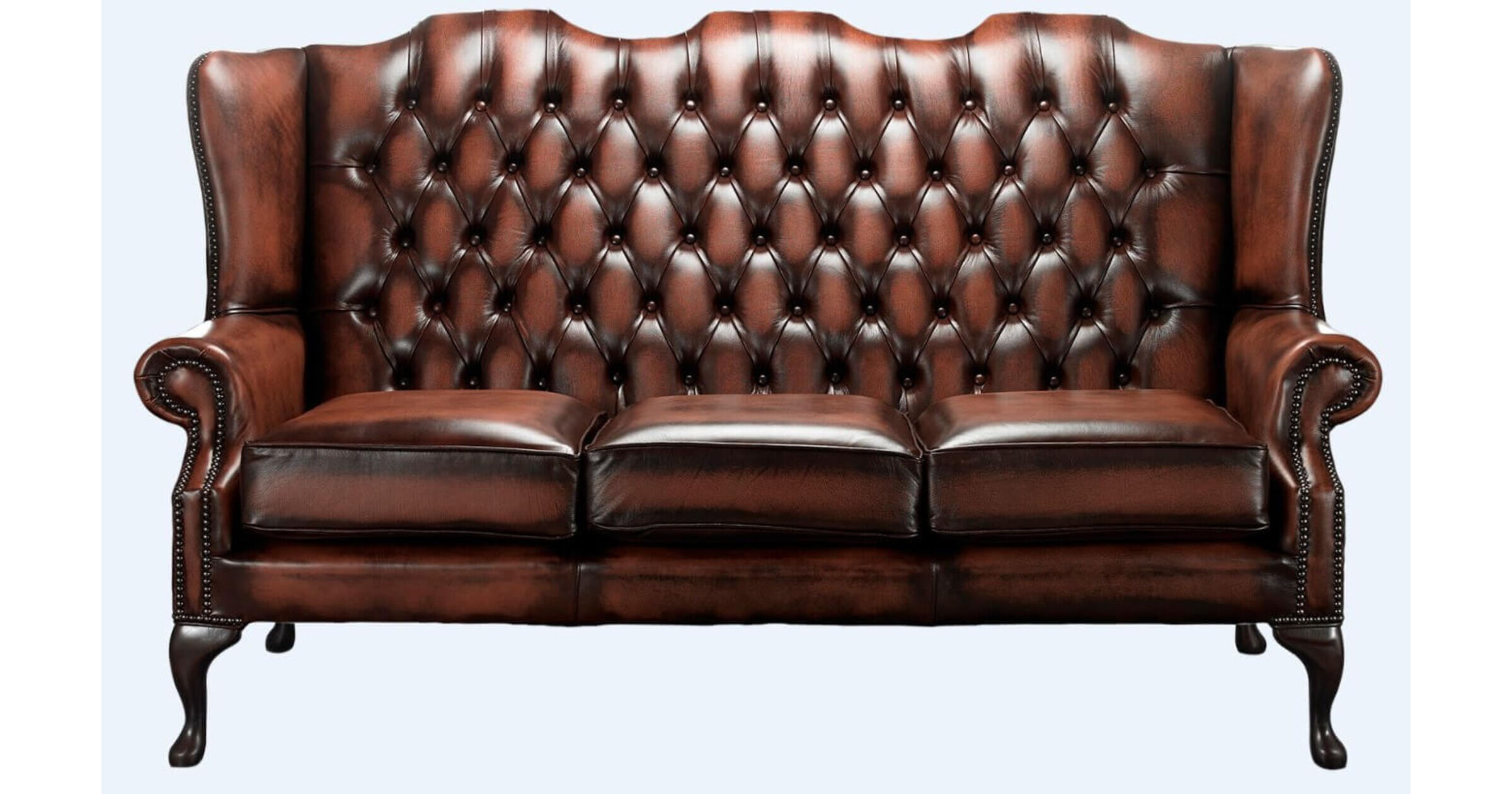 Chesterfield High Back Mallory 3 Seater Sofa Antique Rust Leather