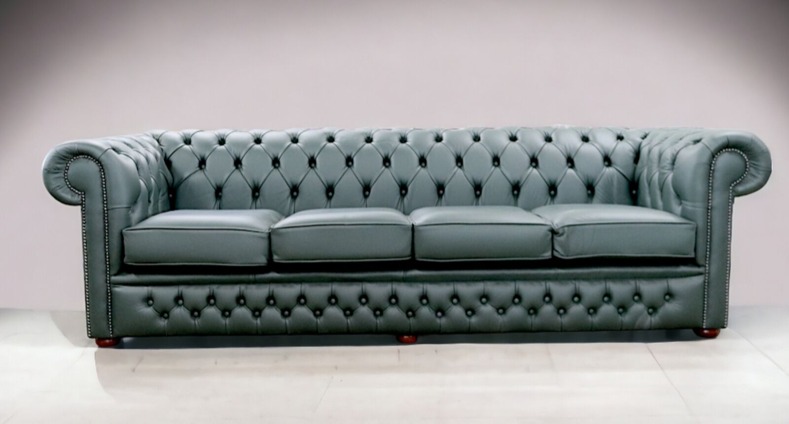 Product photograph of Chesterfield Winchester 4 Seater Sofa Forest Green Leather Stock from Designer Sofas 4U