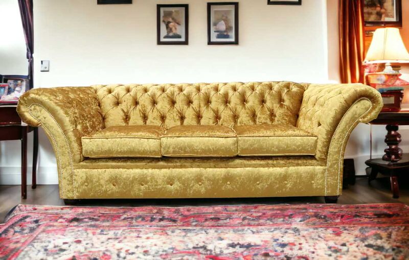 Product photograph of Chesterfield Balmoral 3 Seater Sofa Settee Shimmer Gold from Designer Sofas 4U