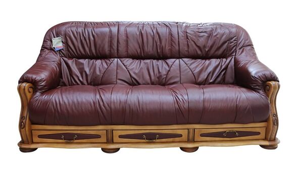 Belgium 3 Seater Drawer Leather Sofa Settee
