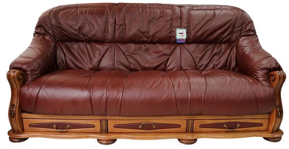 Belgium Italian Leather Sofa 3 Seater Burgandy