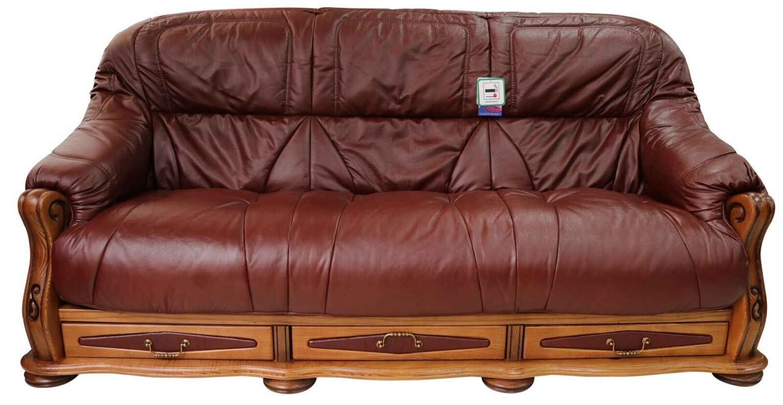 Product photograph of Belgium Storage Drawer Genuine Italian Leather 3 Seater Sofa Settee Burgandy from Designer Sofas 4U