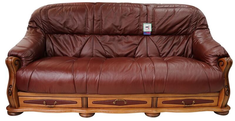 Product photograph of Ohio 3 Seater Sofa Storage Drawer Genuine Italian Leather Settee from Designer Sofas 4U