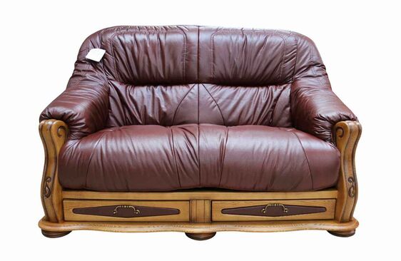 Belgium Drawer Italian Leather Sofa Chocolate Brown