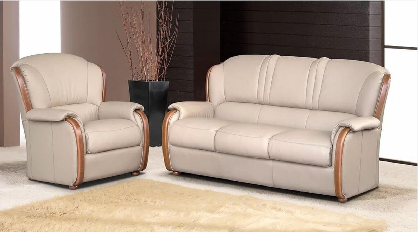 Product photograph of Bergamo 3 1 Genuine Italian Leather Sofa Suite Offer from Designer Sofas 4U