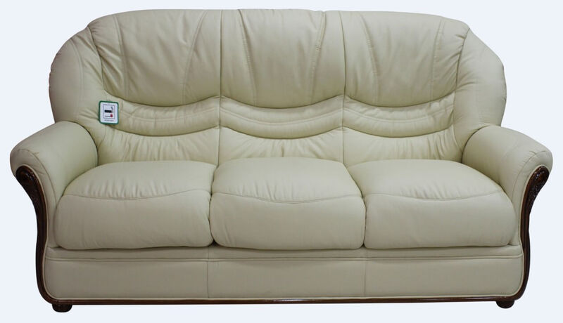 Product photograph of Florence Genuine Italian Leather 3 Seater Sofa Settee Cream from Designer Sofas 4U