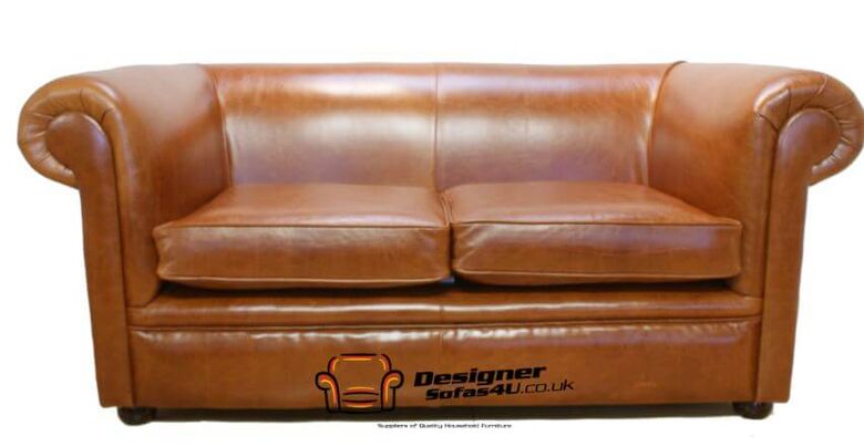 Chesterfield 1930 2 Seater Settee Old English Bruciatto Leather Sofa