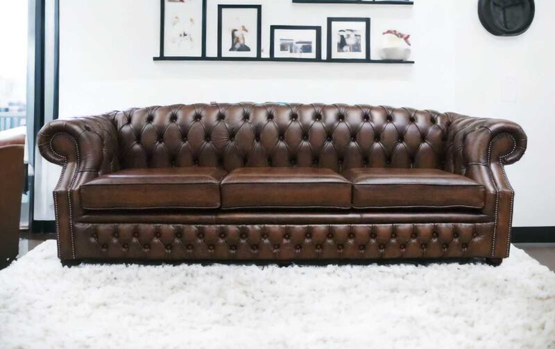 Product photograph of Chesterfield Buckingham 4 Seater Antique Tan Leather Sofa Offer from Designer Sofas 4U
