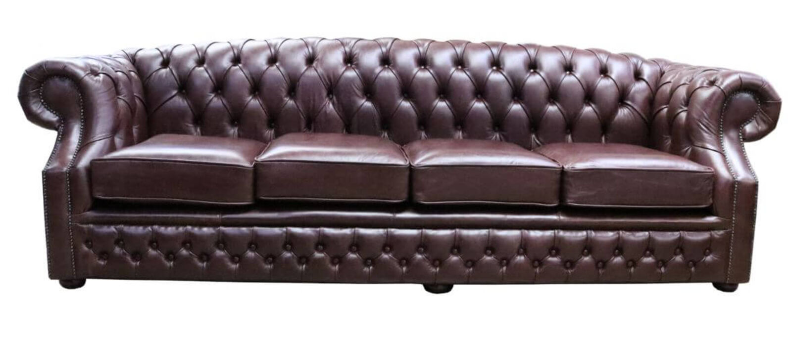 Product photograph of Chesterfield Buckingham 4 Seater Old English Dark Brown Leather Sofa Offer from Designer Sofas 4U