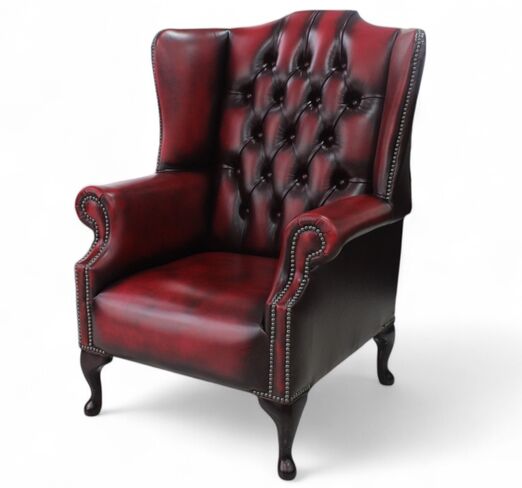 Chesterfield 1780 High back Wing Chair Antique Oxblood Leather