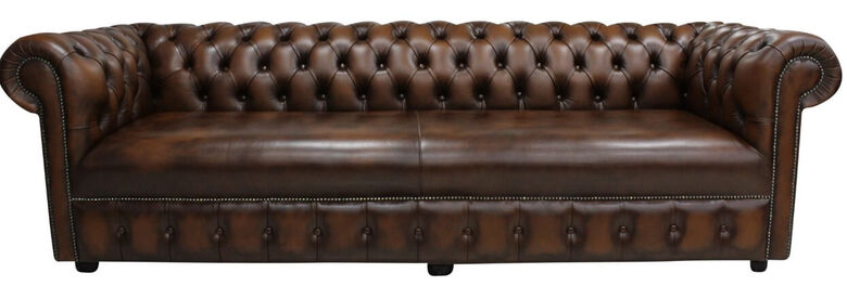 Chesterfield 1780's 4 Seater Settee Antique Brown Leather Sofa Offer