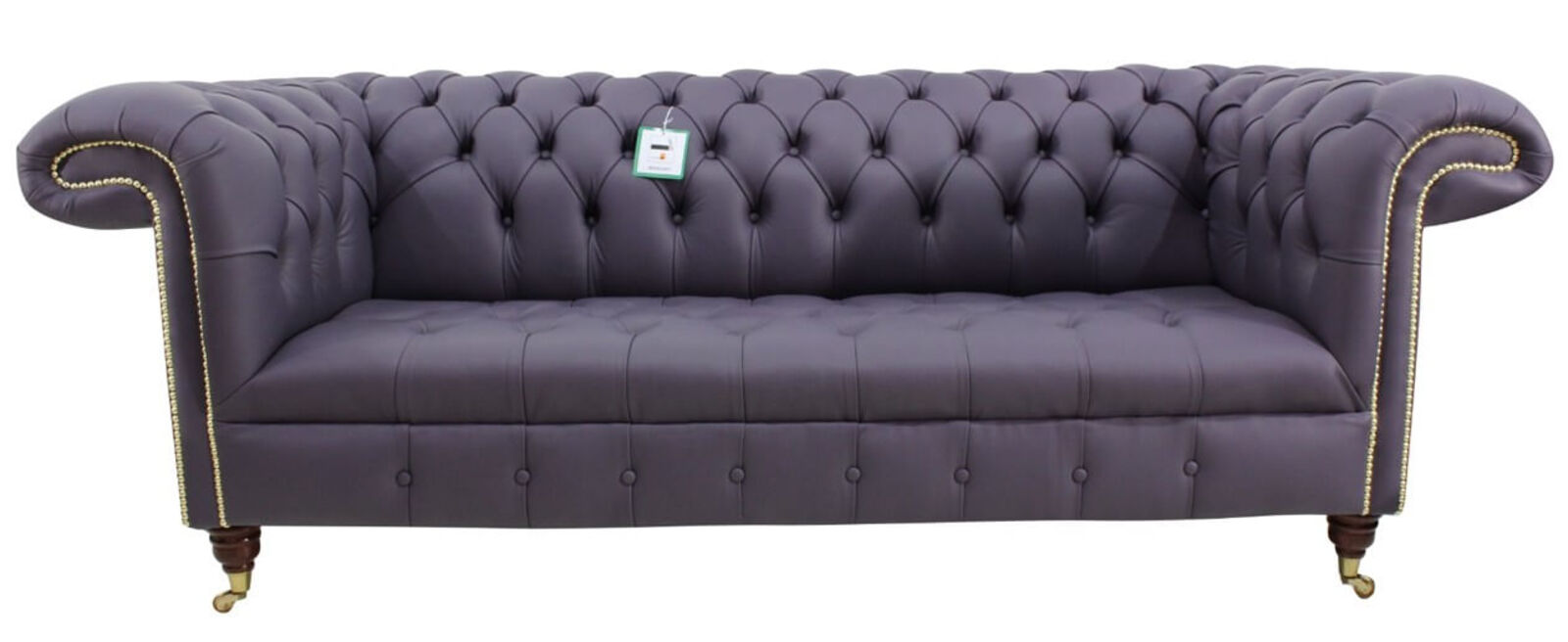 Product photograph of Chesterfield 1857 3 Seater Buttoned Seat Sofa Amethyst Purple Leather from Designer Sofas 4U