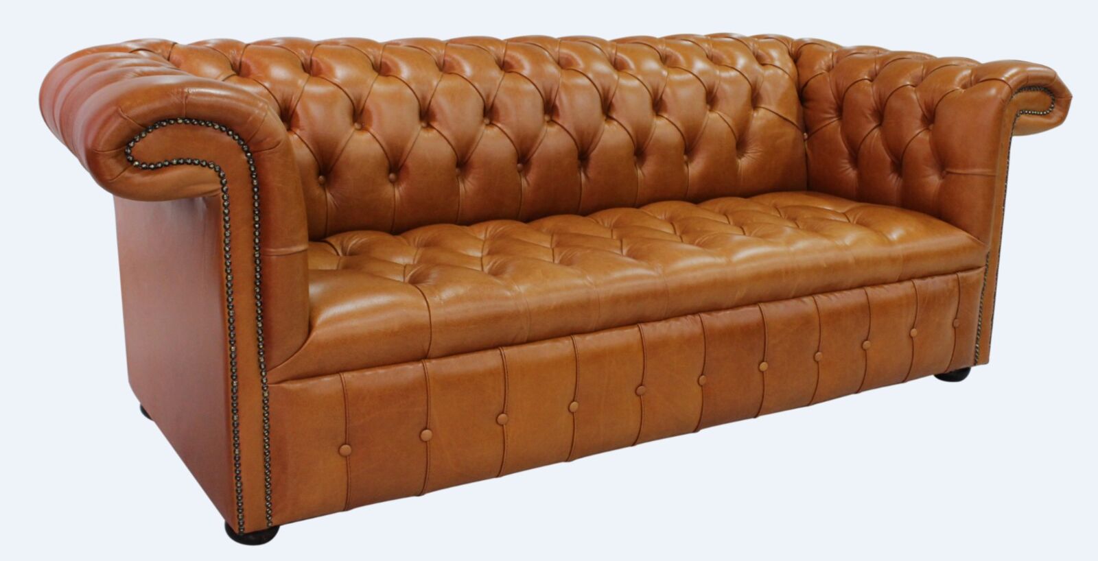 Product photograph of Chesterfield 1857 3 Seater Buttoned Seat Leather Sofa Old English Bruciato from Designer Sofas 4U