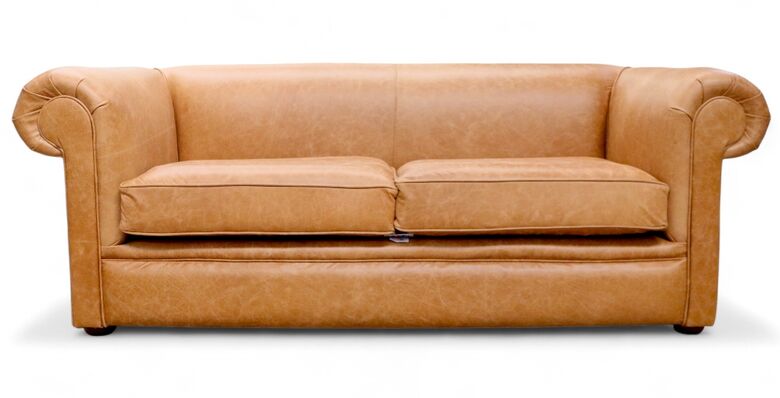 Chesterfield 1930 3 Seater Settee Old English Tan Leather Sofa