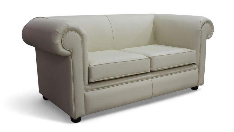 Chesterfield 1930's 2 Seater Settee Cream Leather Sofa