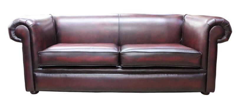 Product photograph of Chesterfield 1930 S 3 Seater Settee Antique Oxblood Leather Sofa from Designer Sofas 4U