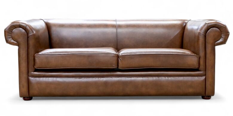 Chesterfield 1930's 3 Seater Settee Antique Tan Leather Sofa