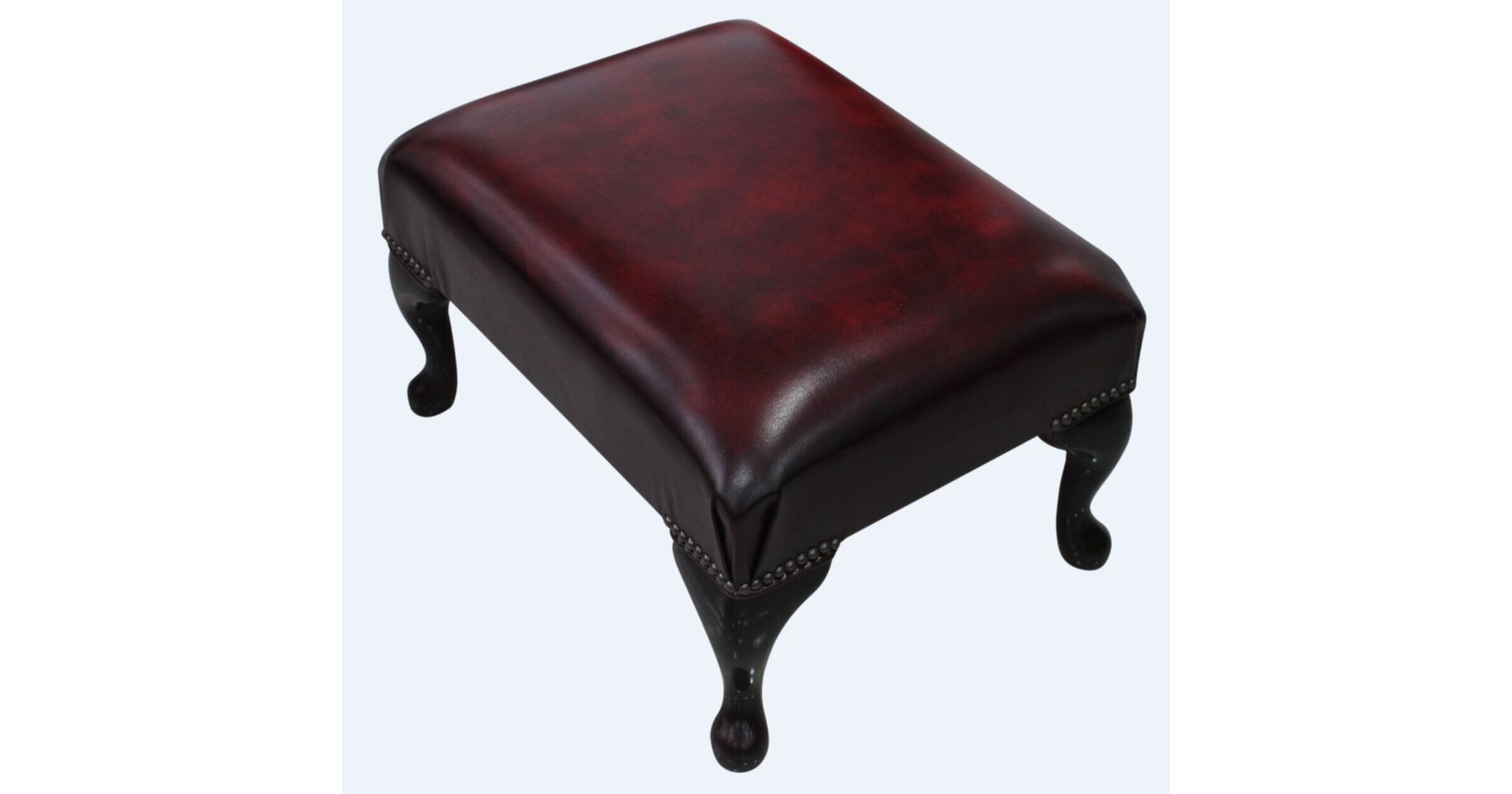Antique Oxblood Leather Luxury UKMade Chesterfield Footstool