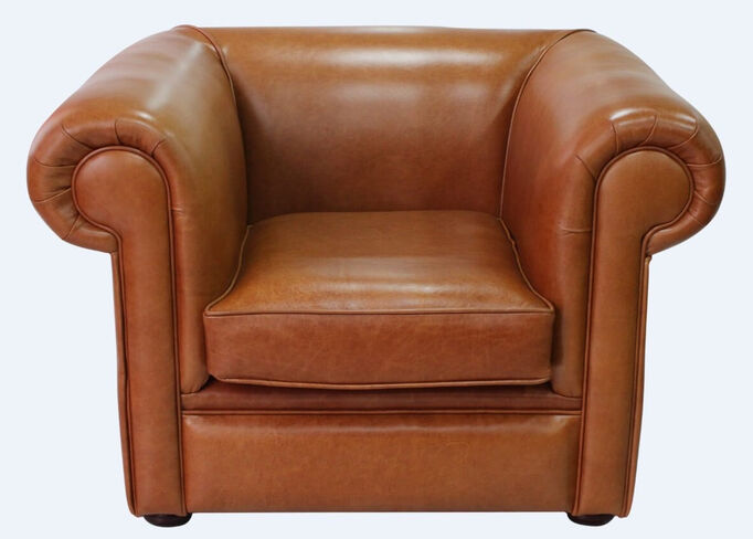 Chesterfield 1930's Low Back Club ArmChair Old English Tan Leather