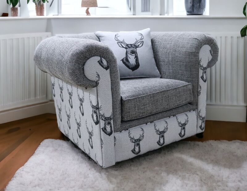 Product photograph of Chesterfield 1930 S Low Back Club Chair Antler Stag Charcoal Amp Hellip from Designer Sofas 4U