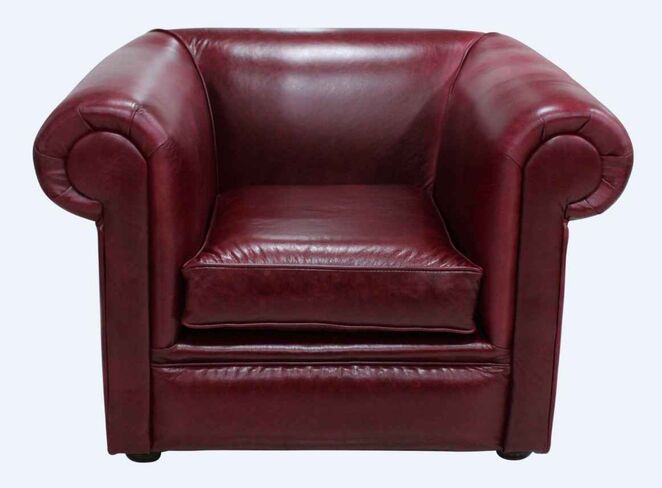 Chesterfield 1930's Low Back Club ArmChair Old English Burgandy Leather