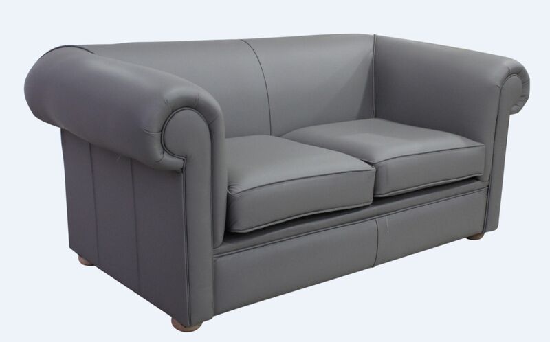 Product photograph of Chesterfield 1930 S 2 Seater Settee Moonmist Grey Leather Sofa from Designer Sofas 4U