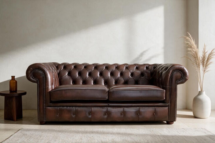 Chesterfield 2.5 Seater Antique Brown Sofa Settee Offer