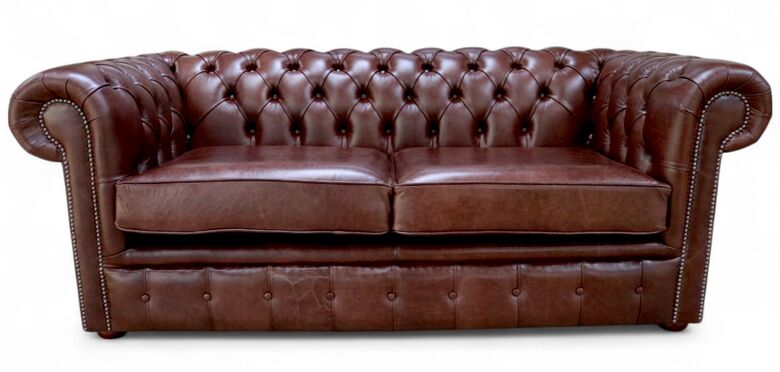 Chesterfield 2.5 Seater Settee Old English Hazel Leather Sofa