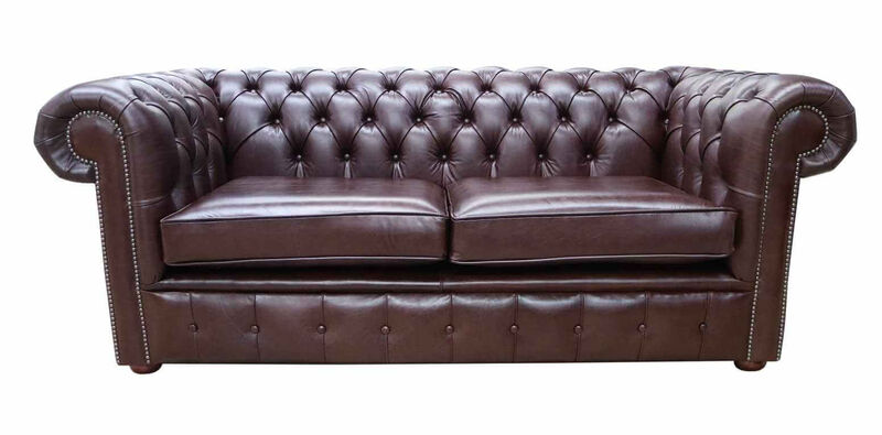Product photograph of Chesterfield 2 5 Seater Settee Old English Dark Brown Leather Sofa from Designer Sofas 4U