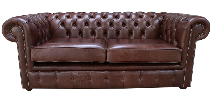 Product photograph of Chesterfield 2 5 Seater Settee Old English Hazel Leather Sofa from Designer Sofas 4U