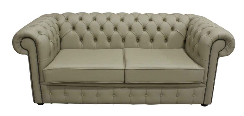 Chesterfield 2.5 Seater Shelly Stone Leather Sofa Offer