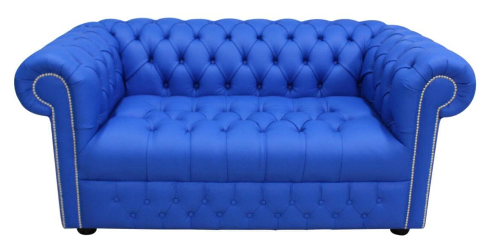 Product photograph of Chesterfield 2 Seater Sofa Settee Buttoned Seat Deep Ultramarine Blue Leather from Designer Sofas 4U