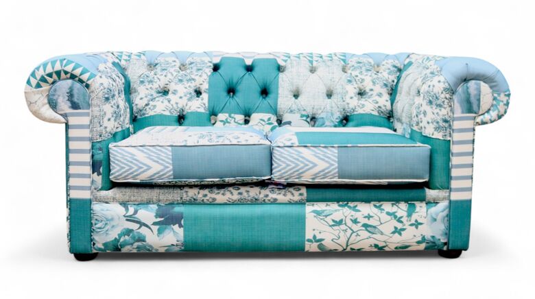 Chesterfield 2 Seater Charles Patchwork Green Sofa Offer
