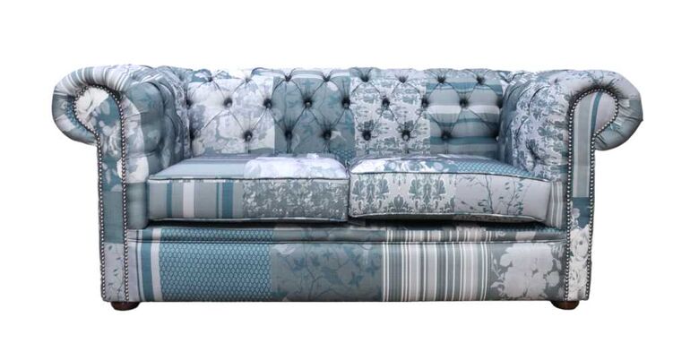 SPECIAL OFFER Chesterfield 2 Seater Charles Patchwork Grey Sofa